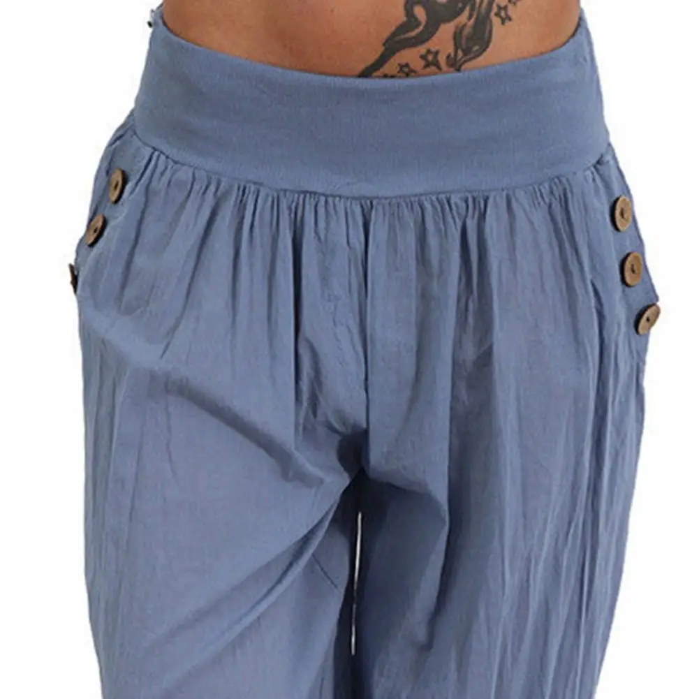 

Capri Pants Loose Women Solid Color Casual Bloomers Bottoms Harem Pants Ladies Beam Feet Capri Pants for Going Out