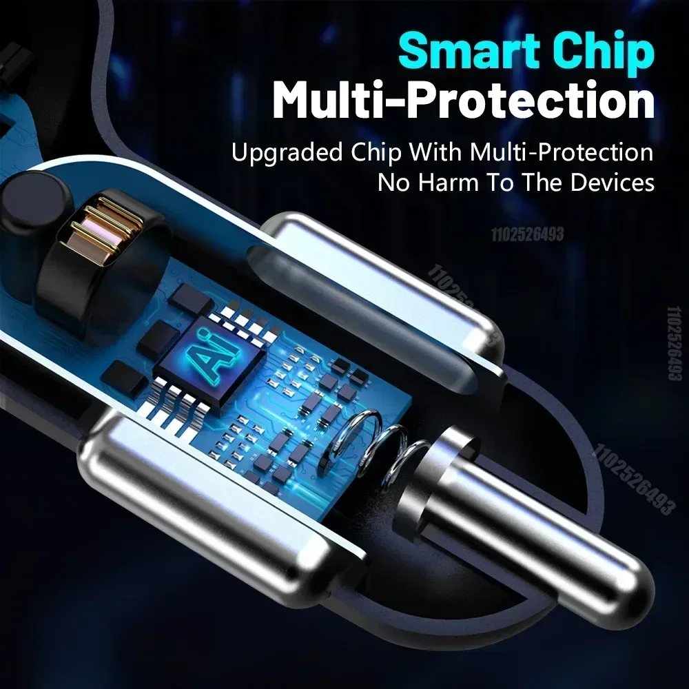 Fast Charging 4 Port USB Car Charger with LED Display