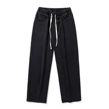 

New jeans loose straight pants elastic waist tie