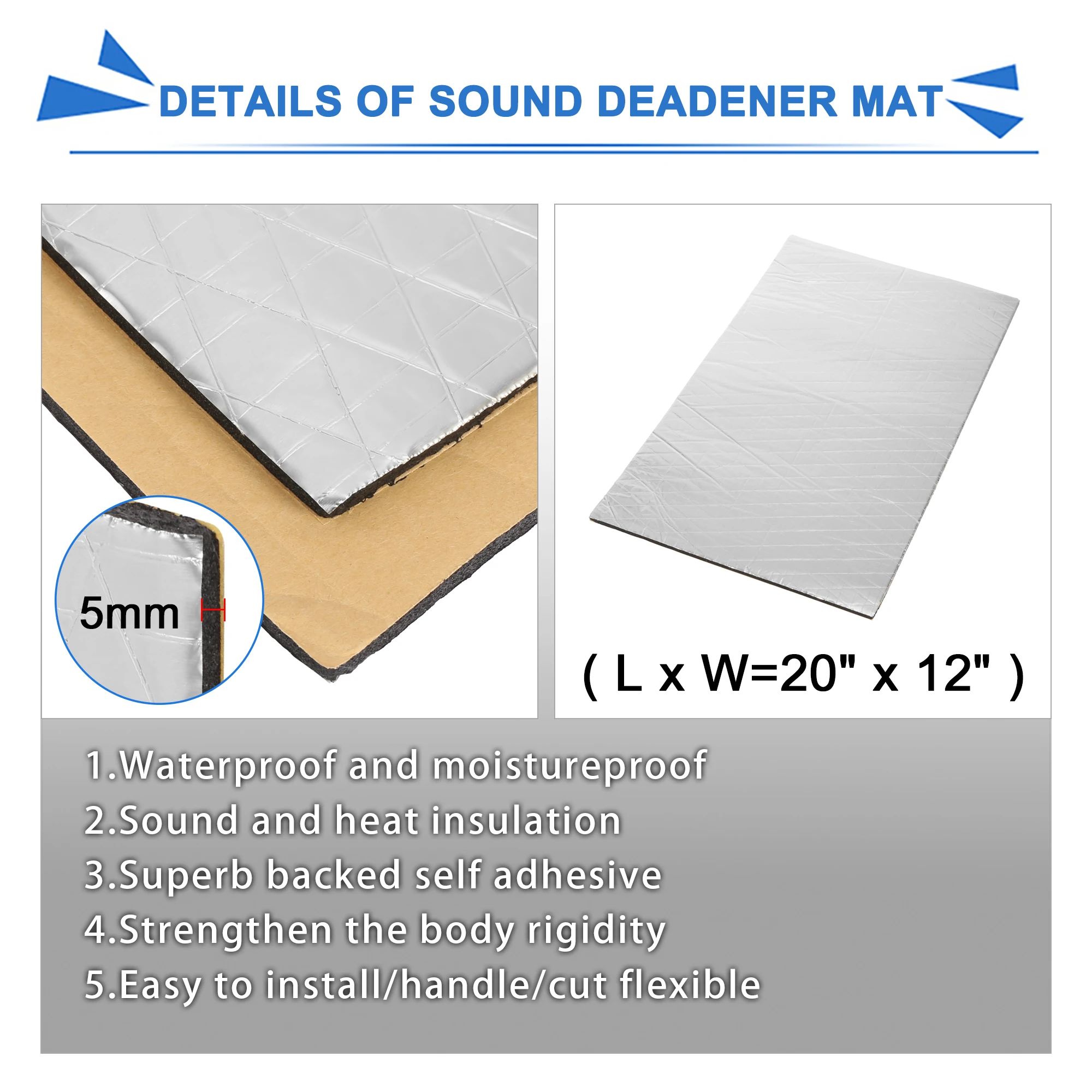 Uxcell 12pcs 50x30cm Car Sound Insulation Mat 5mm Door Hood Engine Thermal Sound  Deadening Sheet With Free Gift Roller Push Tool - AliExpress