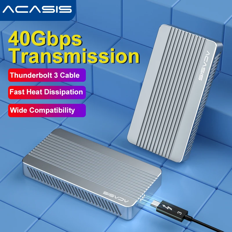 Acasis-Boîtier Thunderbolt 3 pour disque dur externe SSD M.2, 40Gbps,  NVcloser, en aluminium, haute vitesse, pour ordinateur portable et de bureau