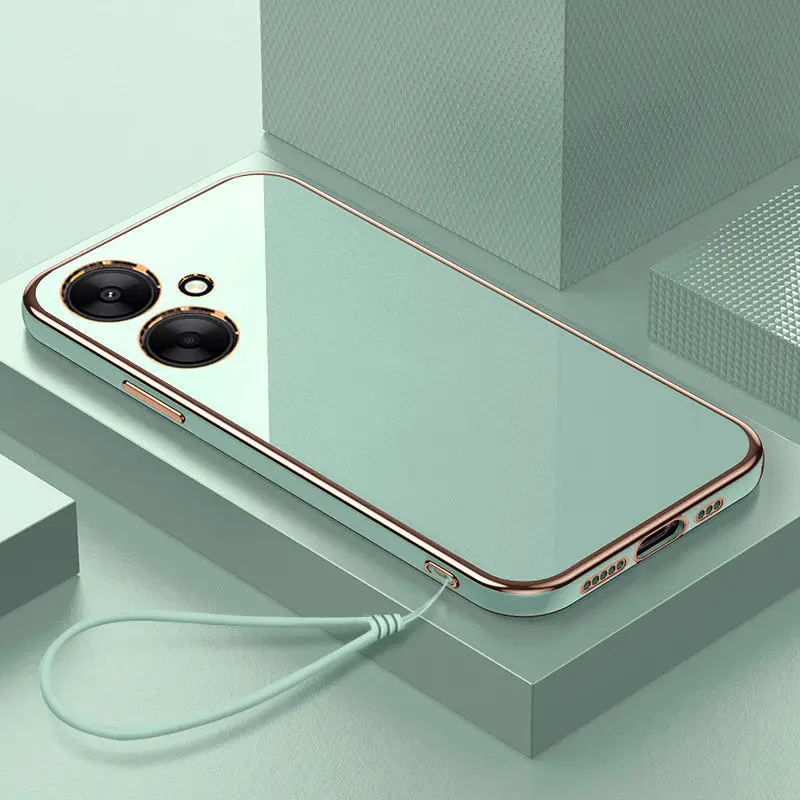 Luxury Square Curly Shockproof Bumper Case - Cute Soft Protective Cover