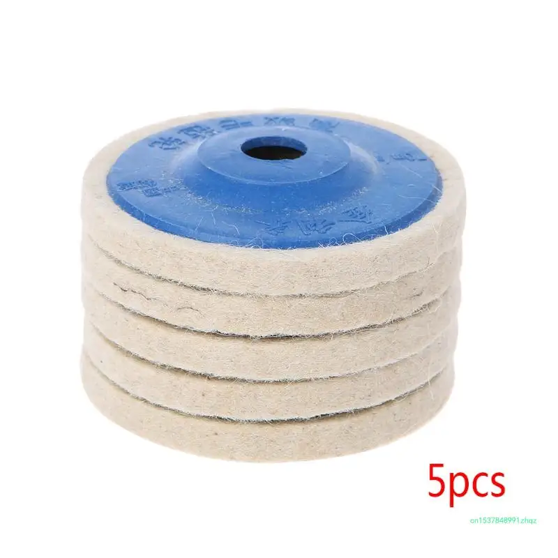 

5Pcs 4'' Round Polishing Wheel Felt Wool Buffing Polishers Pad Buffer Disc Tools