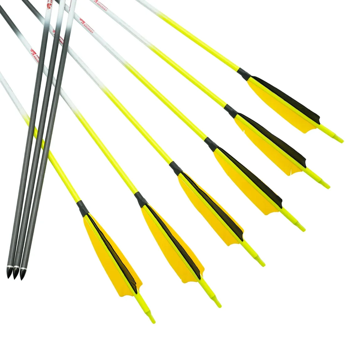 

6pcs Linkboy Archery Carbon Arrow SP300-800 ID6.2mm 5inch Turkey Feather Arrow Point 75gr Compound Longbow Bow Hunting