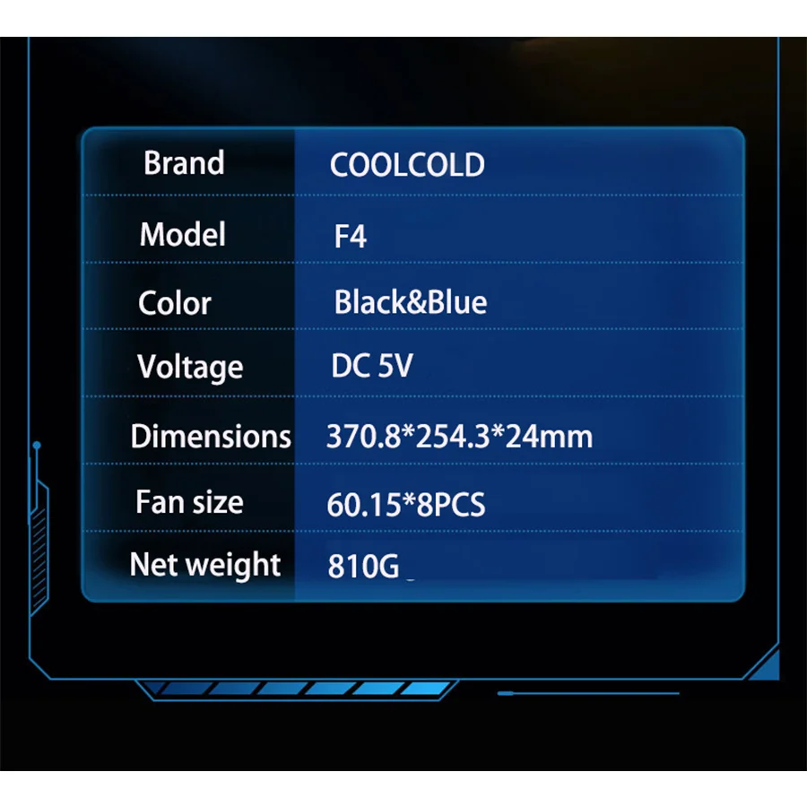 RGB 노트북 라디에이터, 8 팬 LED 스크린, USB 포트 2 개, 고속 회전 무음 모터 쿨러 노트북 스탠드, 다중 노트북 크기