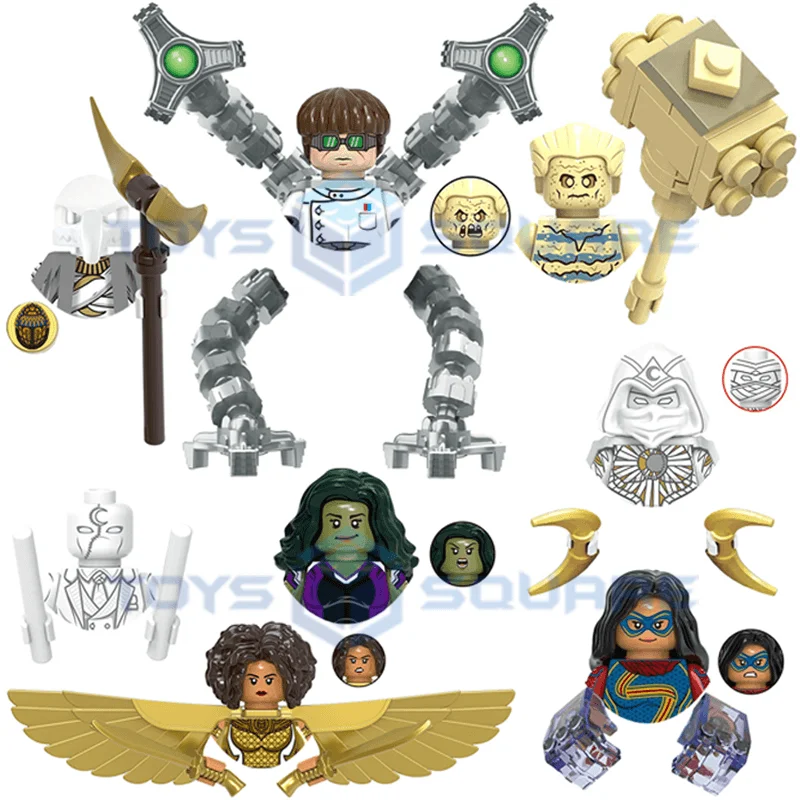 

The Moon Khonshu Knight Scarlet Scarab Layla Sandman Doctor Octopus She Model Blocks MOC Bricks Set Toys XH1863 XH1895 XH1980