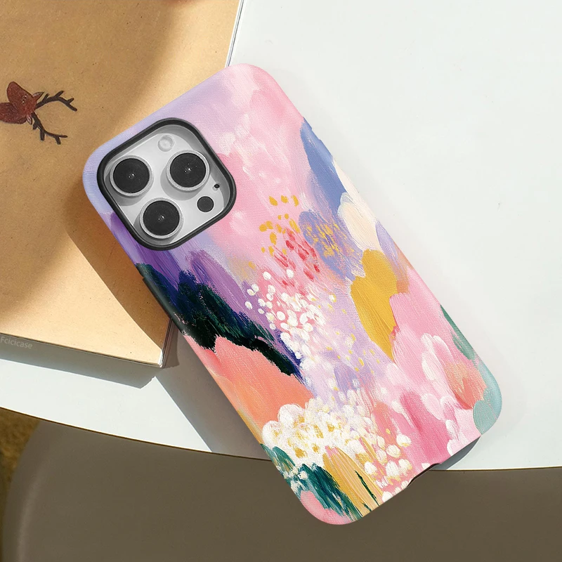 Fcicicase Colorful Painting Phone Case For iPhone 17 16 15 Pro Max 14 Plus 13 12 11 Acrylic Magnetic Matte For Magsafe Cover 6