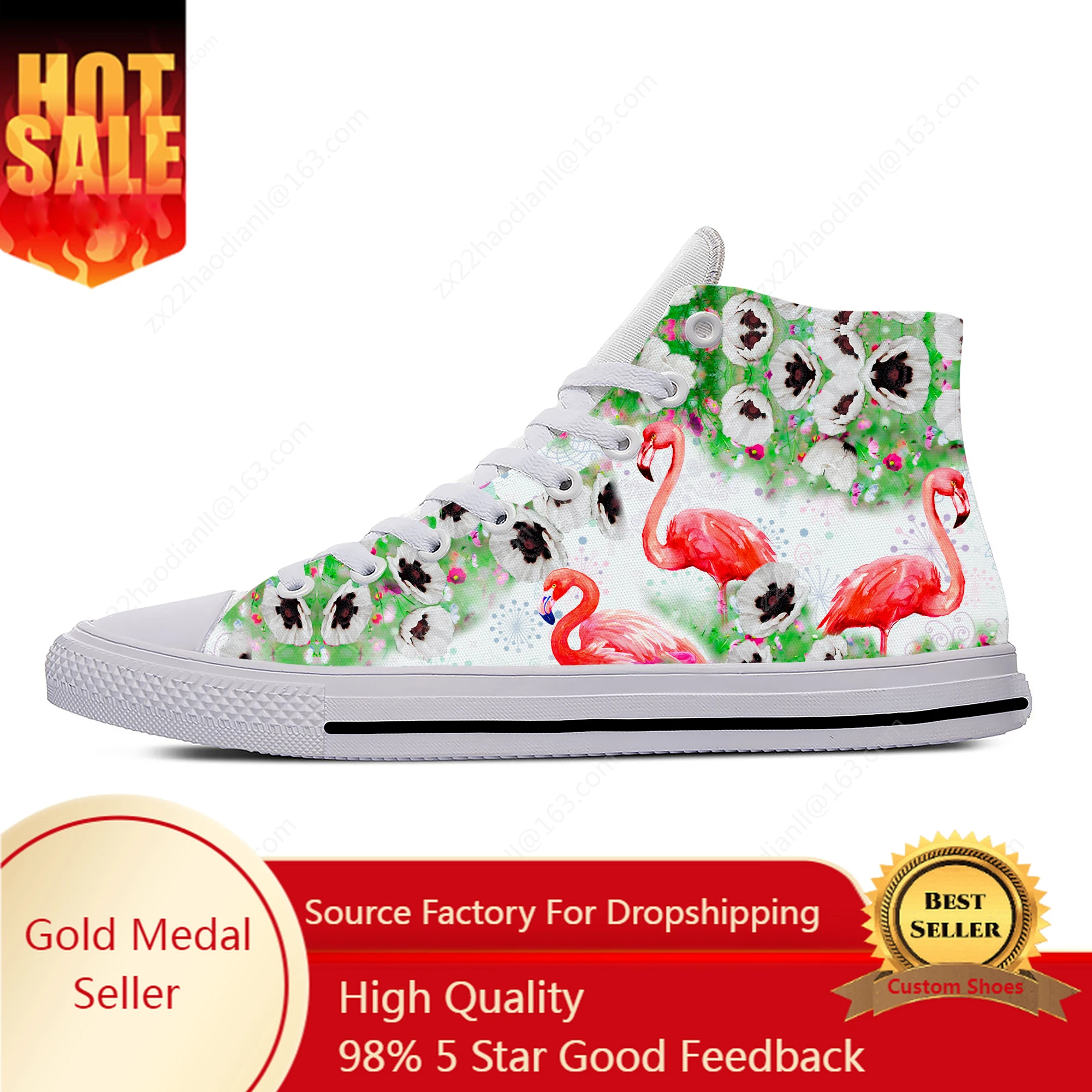 Flamingo High Top Sneakers Mens Womens Teenager Casual Shoes Canvas Running Shoes 3D Print Cosplay Breathable Lightweight shoe