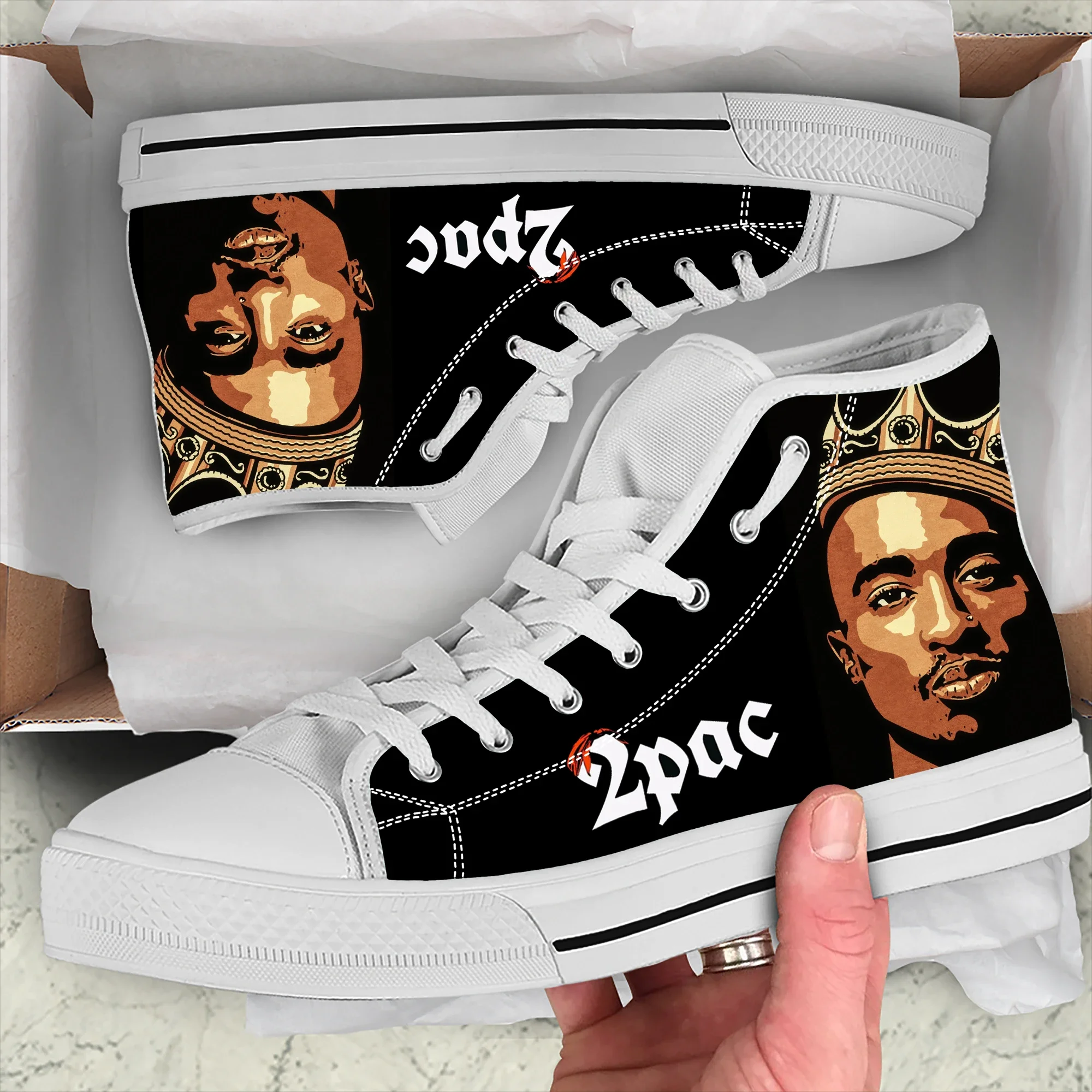 Hot Rap 2pac Tupac All Mens Womens Teenager High Quality High Top Classic Canvas Shoes Casual Couple Shoes Fashion Custom Shoe
