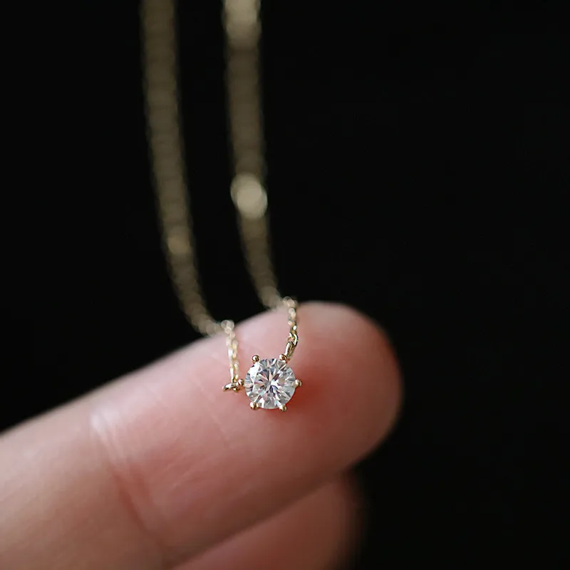 aliexpress.com - 925 Sterling Silver 14k Gold Plated Necklace Versatile Single Sparkling Zircon Clavicle Chain for Women Wedding Jewelry