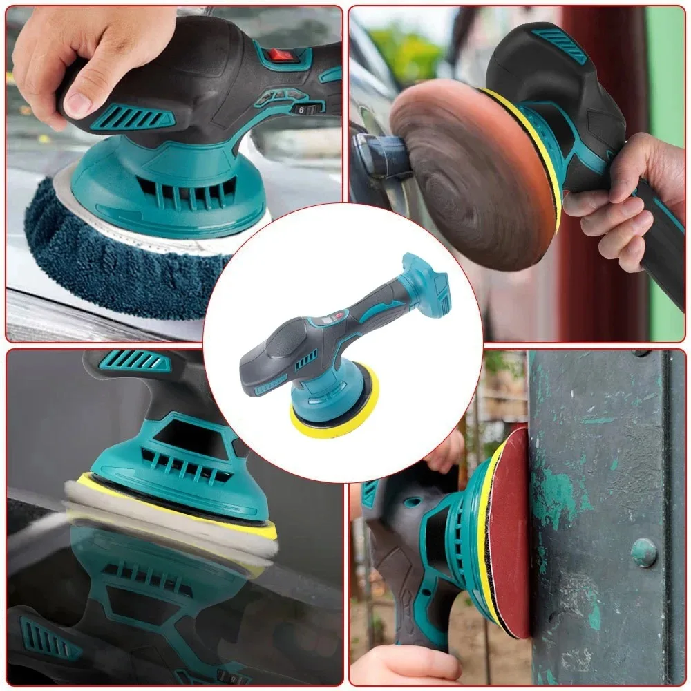 Cordless Car Polisher 8 Gears Adjustable Auto Electric Waxing Sanding Sealing Glaze Tool Fit Makita Dewalt Milwaukee 20V Battery