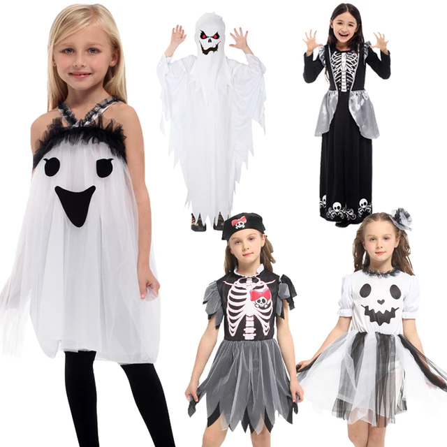 Combhasaki-disfraces de fantasma para Halloween, capa blanca para Cosplay,  juego de rol, disfraz para niños de 5 a 10 años - AliExpress