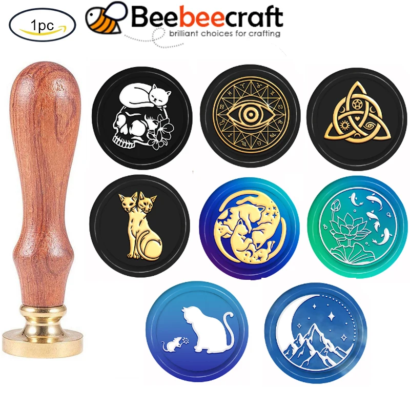 

1PC Brass Wax Seal Stamp with Handle for DIY Scrapbooking Skull Pattern 89x30mm for Invitations Cards Gift Wrapping