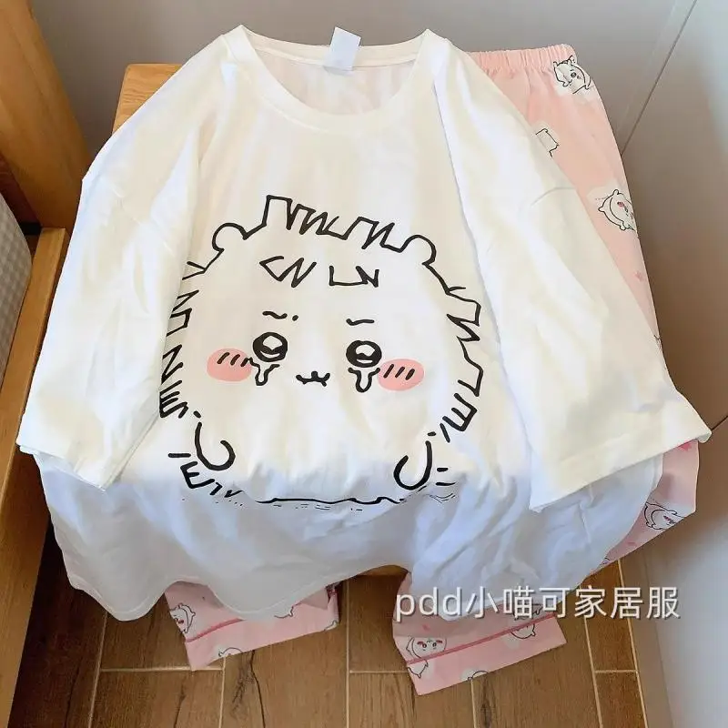 Anime Kawaii Chiikawas Pajamas Short Sleeved Long Pants Ventilate Cute Student Fashion Homewear Birthday Gifts Girlfriend Gifts 3