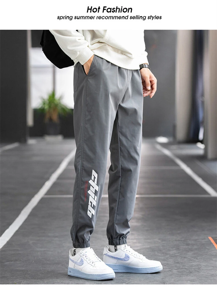 Fat plus size leggings cropped pants for men's spring and autumn trendy casual pants, Korean and Japanese cropped pants