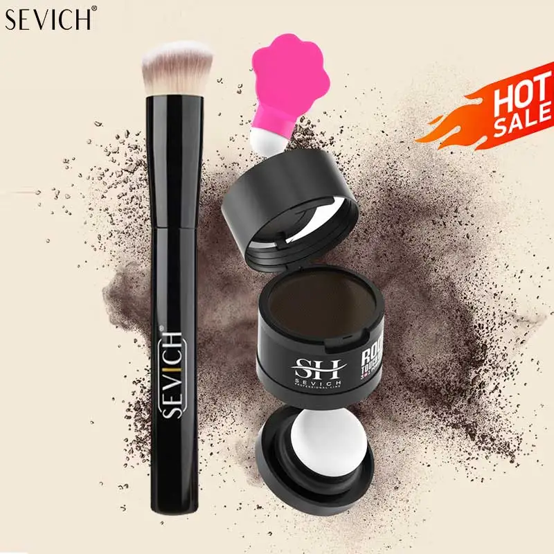 SEVICH Hair Shadow Powder With Brush Waterproof Black Root Cover Up Hair Concealer Coverage Instant Line Powder hair building powder hair building fibers hair coloring product