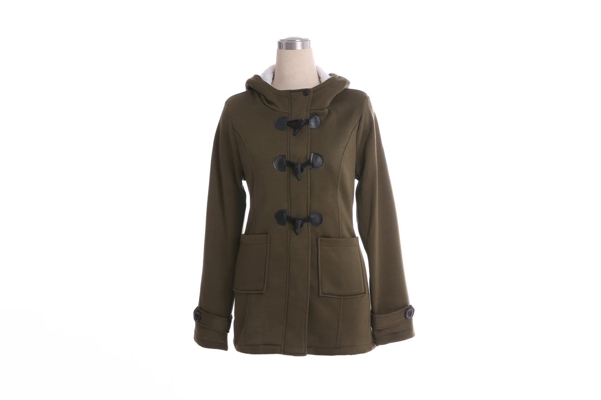 Best Selling Amazon Hooded Classic Cow Horn Button Jacket Cotton Coat Autumn/Winter Parkas Fashion Outerwear