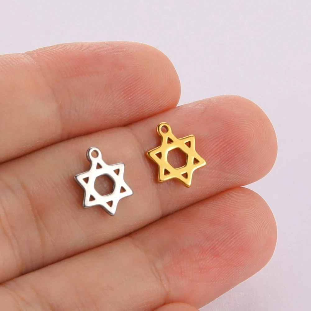 5 Stück jüdische Bibel Edelstahl Hexagramm Anhänger Frauen Männer Ausschnitt Davidstern Sechseck Halsband Halskette Schmuck