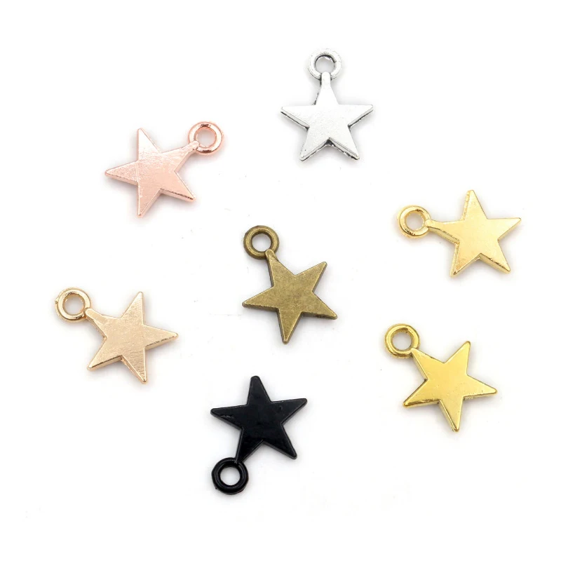 

30pcs Charms star 11x8mm Tibetan Silver Plated Pendants Antique Jewelry Making DIY Handmade Craft