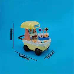 Miniature Dollhouse Forest Family Outdoor Playset with Swimming Pool, Boat, Ice Cream Cart, and Swing (Ice cream car)