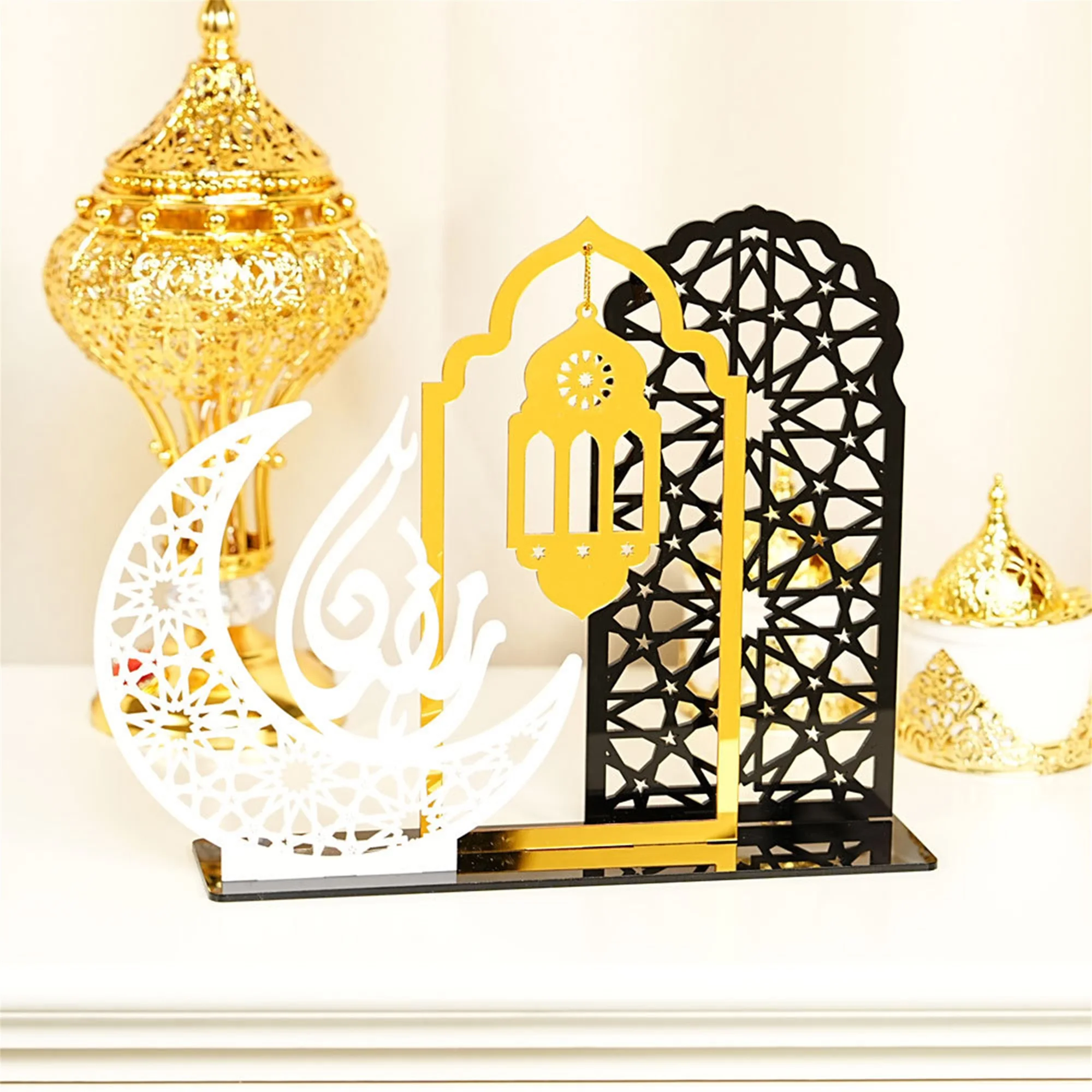 Eid Mubarak Hanging Lanterns Ramadan Decorations Star and Moon Table Centerpieces Islamic Festival Party Supplies