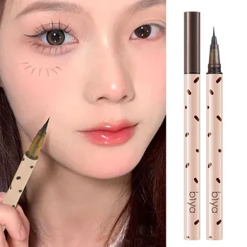 리퀴드 아이 라이너 아이섀도 스틱 누에 연필, 그레이 브라운 지속 방수 울트라 파인 속눈썹 펜