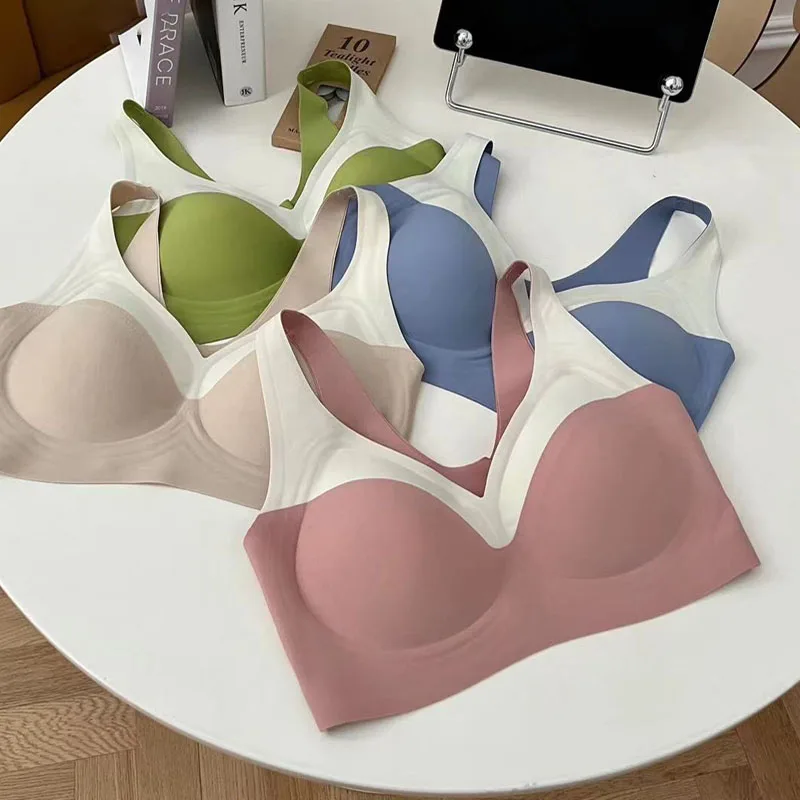 

Women's Underwear Bra, Jelly Strips, Soft Support Bra, Thin Anti-expansion, Shockproof Underwire, Vest-type Fixing Cup
