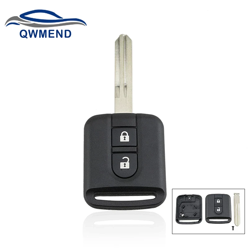 QWMEND For Nissan Key Shell 2 Buttons Remote key shell For Nissan Qashqai Navara Micra NV200 Patrol Y61 2002-2016 Car key Case xinyuexin remote car key shell case fob keyless entry for nissan qashqai micra navara almera note nv200 2 button car accessories