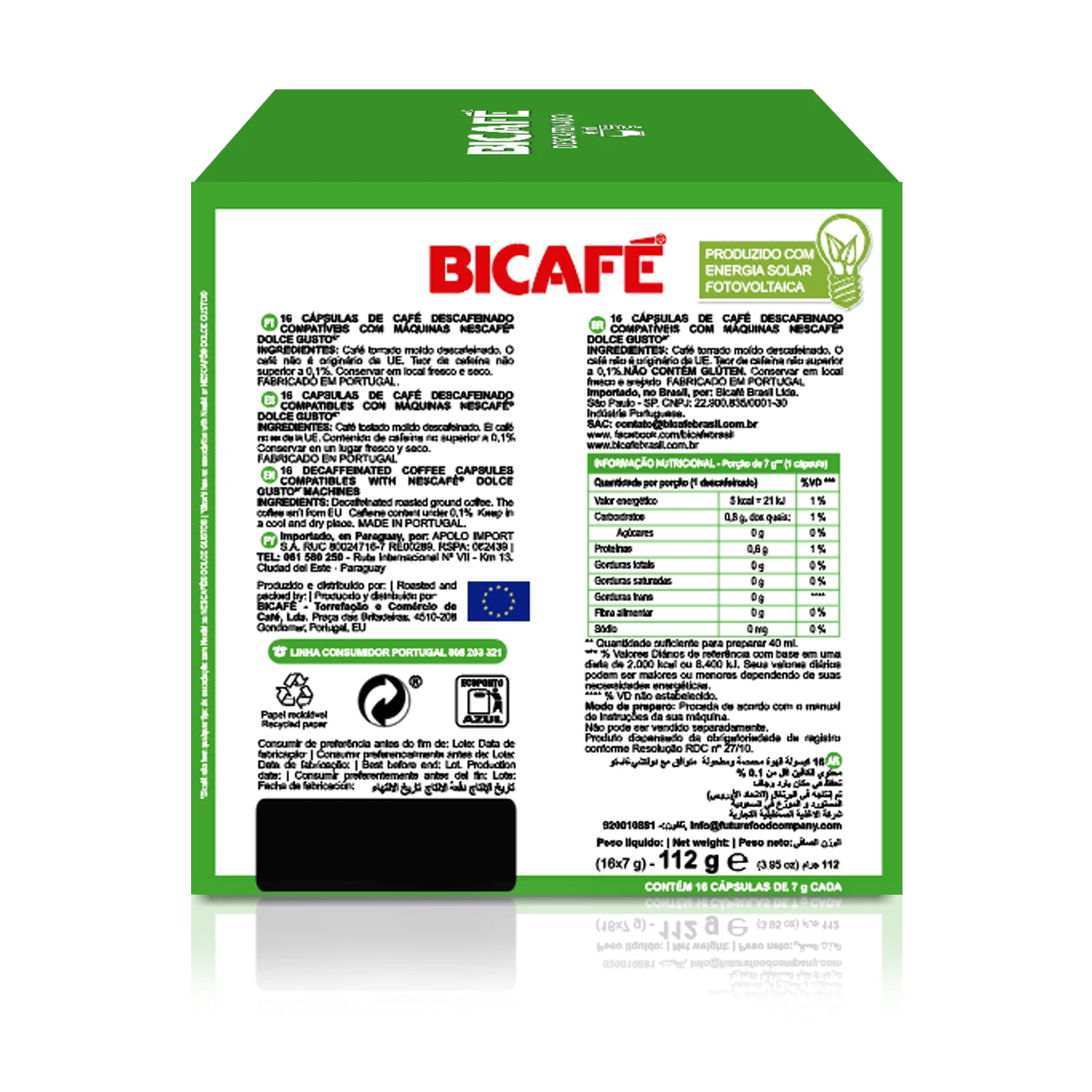 Cápsula Bicafé Descafeinado P/ Máquinas Dolce Gusto*