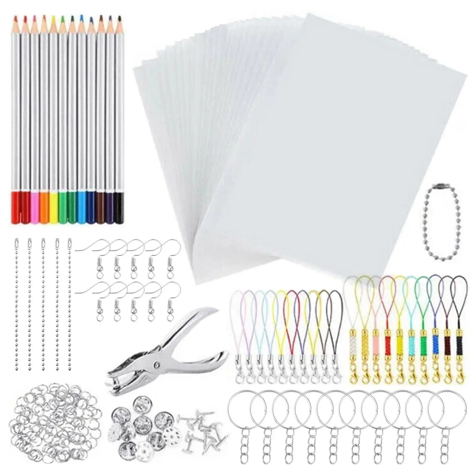 20/33/145/198 Pcs Heat Shrink Plastic Sheet Kit Shrink Art Film Paper  Keychains DIY Drawing Art Crafts Set for Earring Jewelry