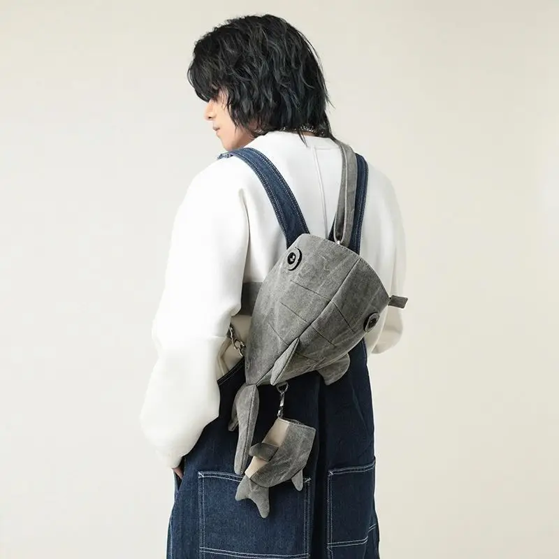 Trendy Zoo Whale Shark Bag Shark Pack Unisex Unique Design Crossbody Bag Funny Canvas Whale Bag