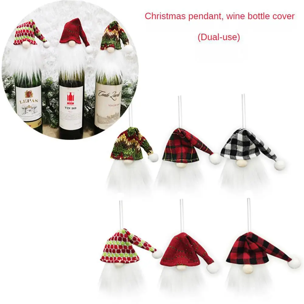 Description Picture 2 of item2/1Pcs Christmas Wine Bottle Cover Cute Gnome Faceless Doll Champagne Bottle Cover Dressing Up Xmas New Year Dinner Decoration