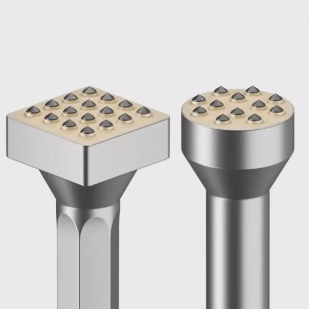Alloy Head Bushing Bit Round Square HexagonTips Multifunctional Breaker Bushing Hammer Head Surface Roughening