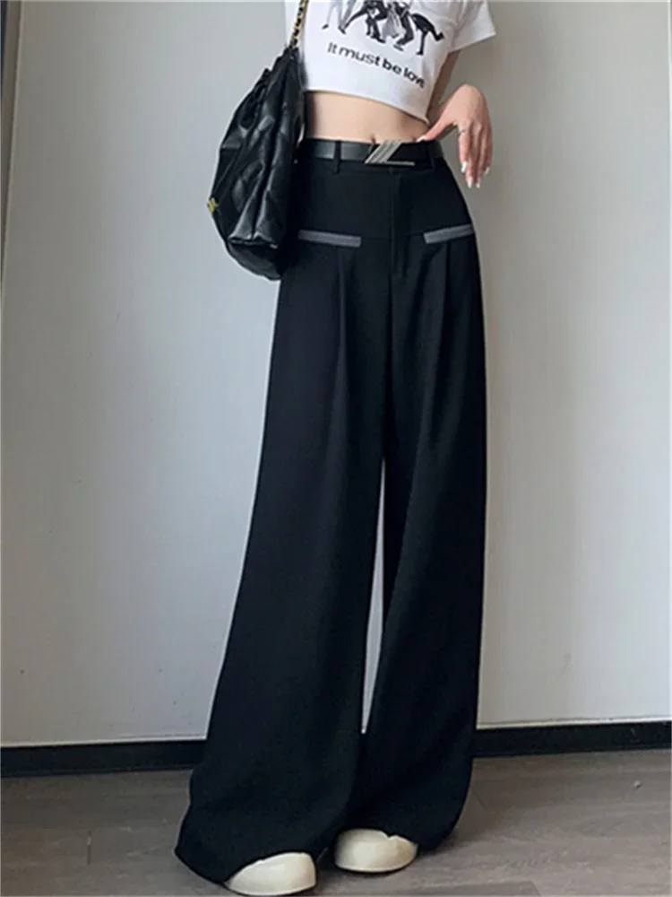 [CODEGRAPHY]★25SS★韓国人気★Extra Wide Training Pants Suits Pants for Women New High Waisted Contrast Color