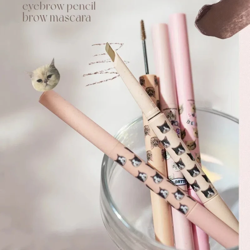 FLORTTE Eyebrow Pencil Eyebrow Tinting Cream 2-in-1 Dual Head Mascara Long Lasting Waterproof Natural Brow Makeup Cosmetics 3