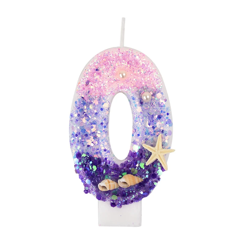 Mermaid Cake Candle Topper in Pink and Purple - Under the Sea Birthday Party Decoration