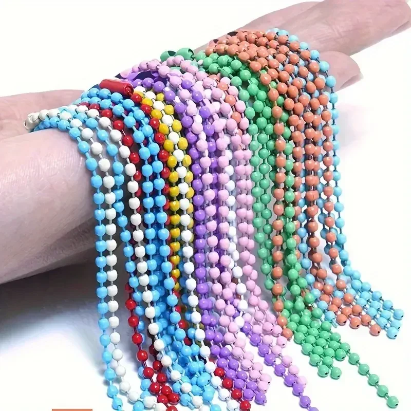 DIY Ball Bead Chains 10/100pcs Sliver Colorful Key Chain Dolls Label Hand Tag Connector Jewelry Making Pendant Accessorise