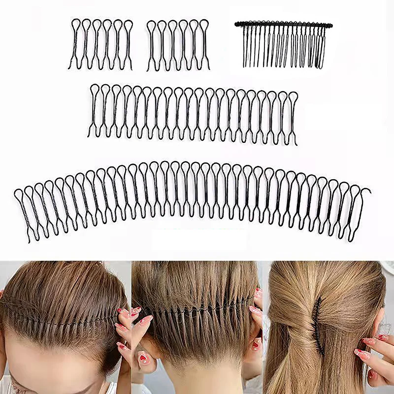 

Women Invisible Broken Hair Hairpin Adult Tiara Tools Roll Curve Needle Bangs Fixed Insert Comb Professional Styling Accessories