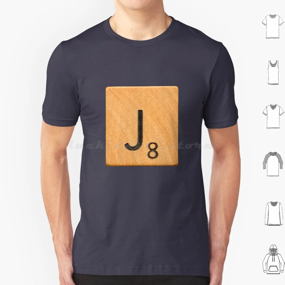 Scrabble Letter Tile 'J' T Shirt Big Size 100% Cotone Scrabble Scrabble Lettere Parole Con Amici Giochi Di Parole Puzzle Conto Alla Rovescia