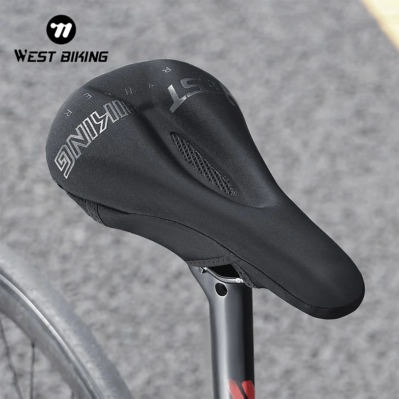 

WEST BIKING Bicycle Saddle Cover Silicone Shock Absorption Bike Cushion Cover Soft Breathable MTB Road Bike Cycling Seat Cover