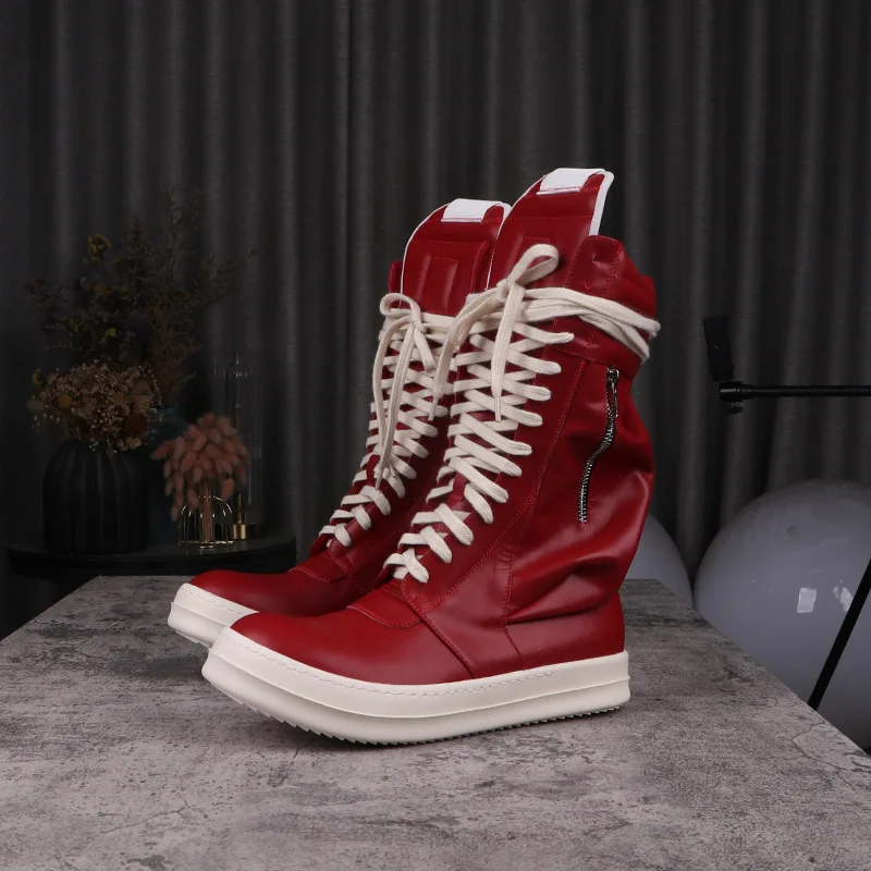 

Brand Rick Zipper Pocket Boots Luxury Designer Shoes Men Sneaker Owens Men High Top Thick Soled Women Shoes