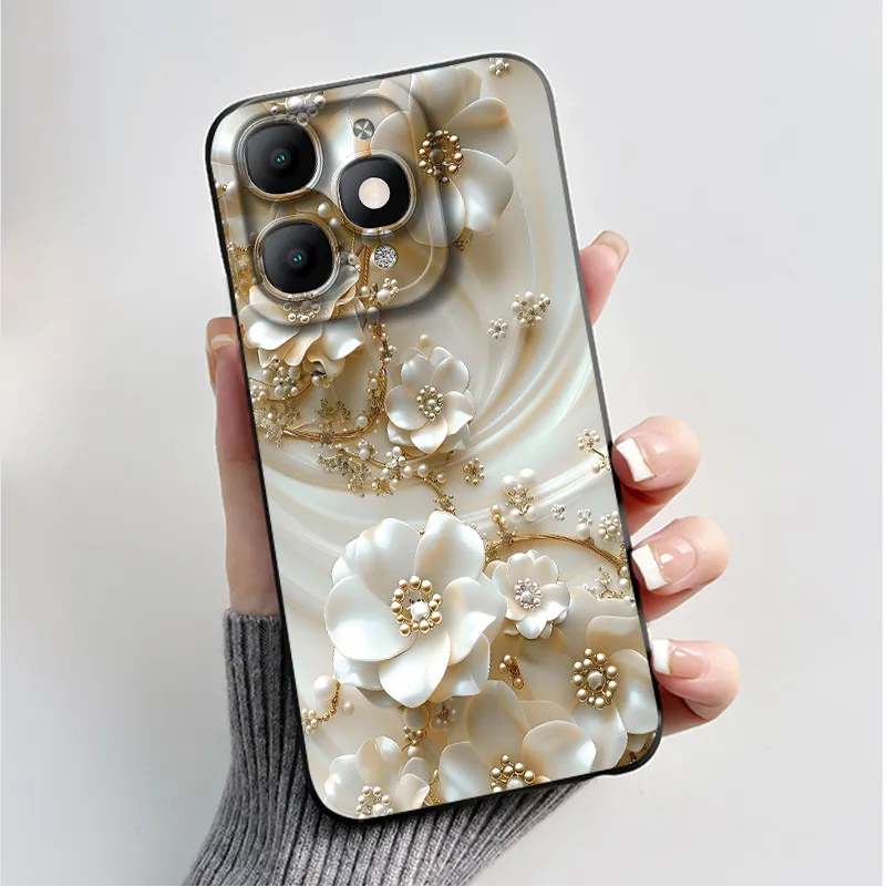Luxury Fashion Black Soft TPU Silicone Case with Floral and Butterfly Design