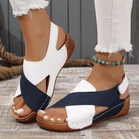 Women's Contrast Color Wedge Sandals Summer Peep Toe Non Slip Beach Shoes Woman Comfortable Platform Roman Sandalias Mujer 2025 - Image 3