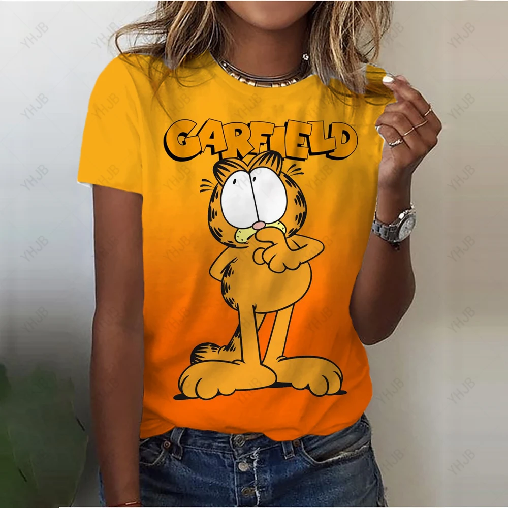 T-Shirt Garfield Cropped Per Donna – Grigio Carbone Con Ciambella, Cotone Morbido - 2