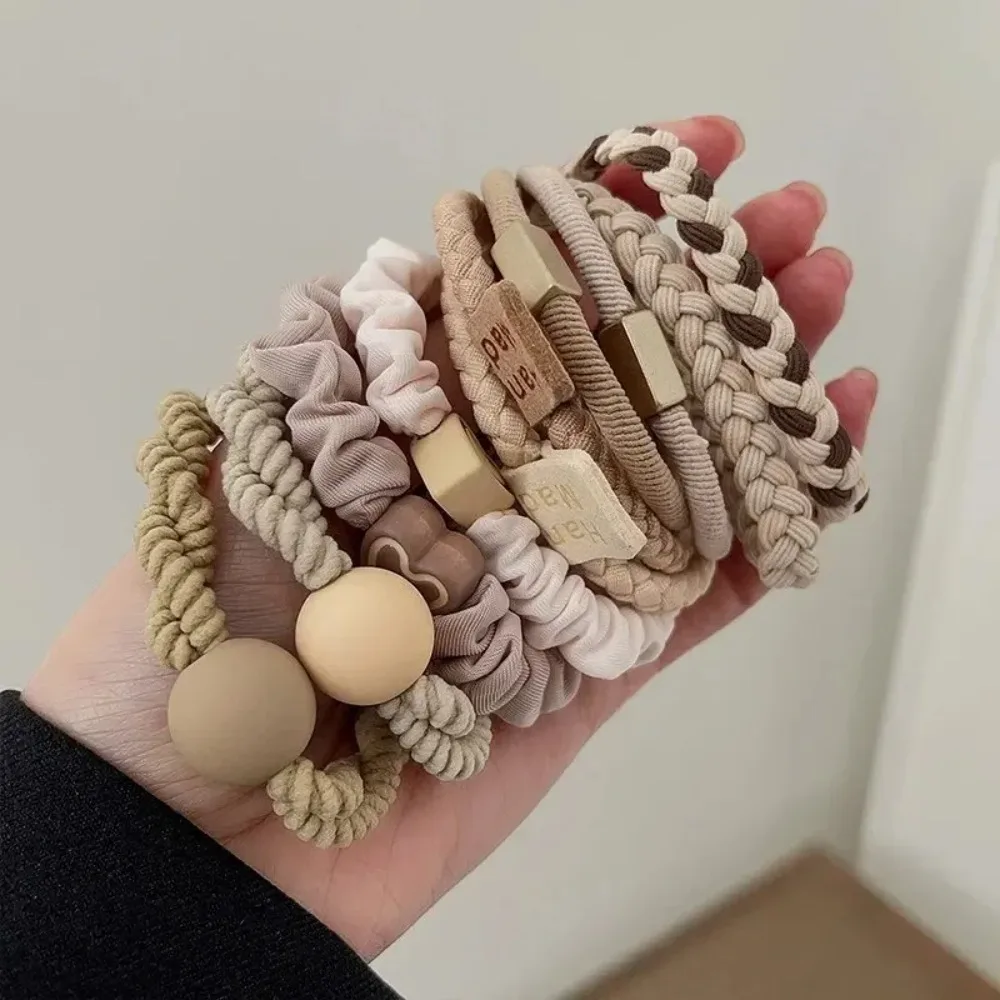 10-Pack Stretchy Fabric Hair Rings Ponytail Holders for Women Simple Durable Hair Accessories