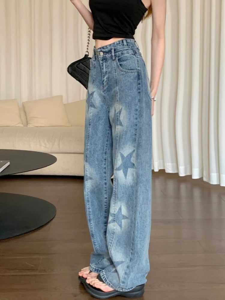 

Retro Star Print Y2K Jeans Women Spring Summer 2023 Loose Casual Gothic Denim Pants Women High Street Aesthic Harajuku Trousers