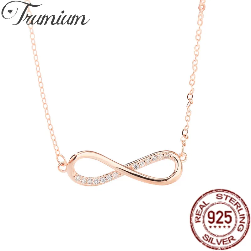 

Trumium 925 Sterling Silver Mobius Endless Love Necklace For Women Choker With Infinity Symbol Pendants Jewelry Girl Gift