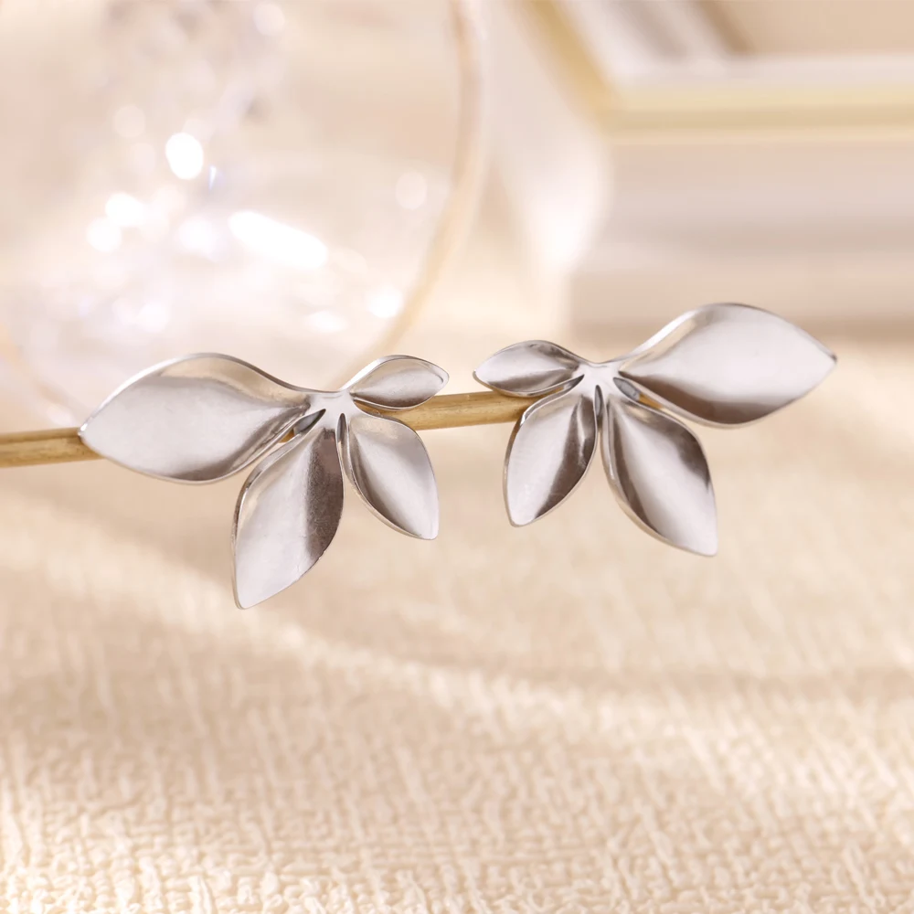 Leaves Stud Jewelry Stainless Steel