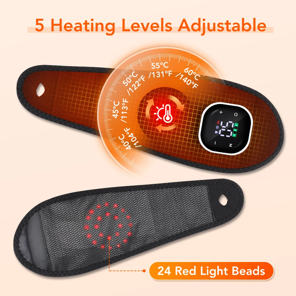 Red Light Wristband Heating Vibration Cordless Wrist Massage Pad for Hand Joint Relief 5 Levels Hot Compress Massager Wrap Brace