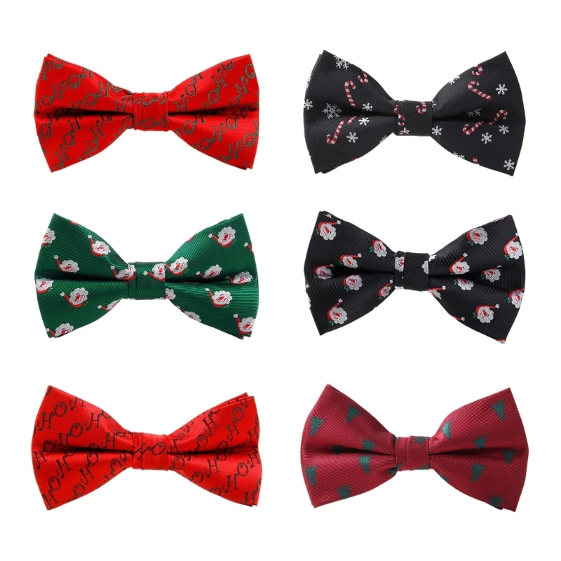 

L93F Shirt Tie Female Cool Christmas Print Bowknot Tie Knot Student Preppy Tie Jumping Cool Small Necktie Tie